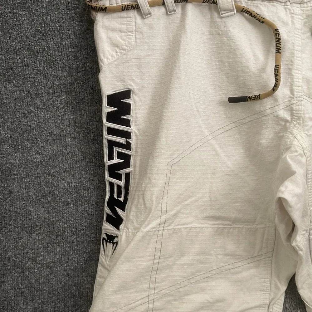 Venum BJJ Gi Pants Mens A4 White Red Ripstop Brazilian Jiu Jitsu Training MM